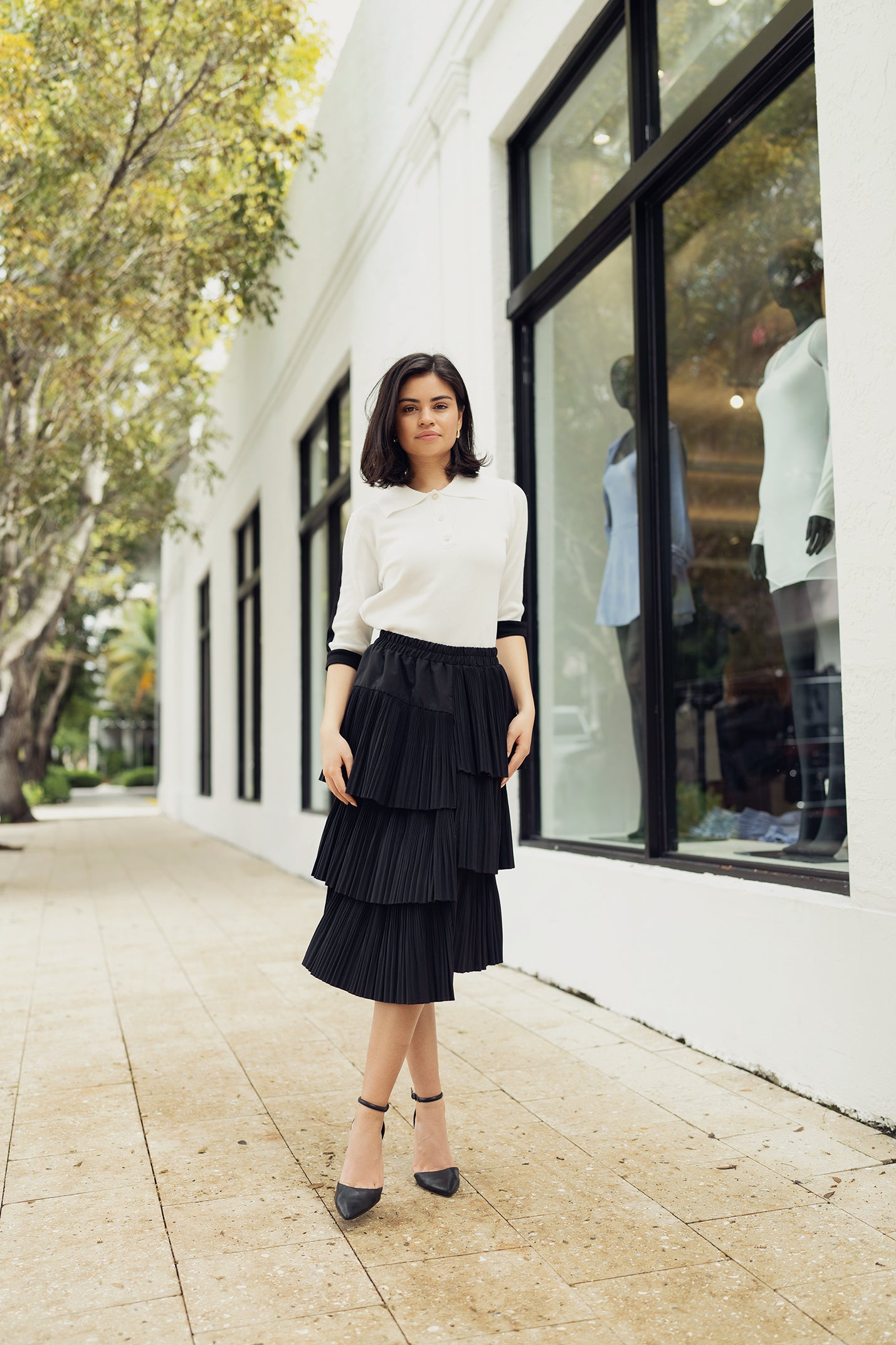 ARIA RUFFLE SKIRT IN VANILLA