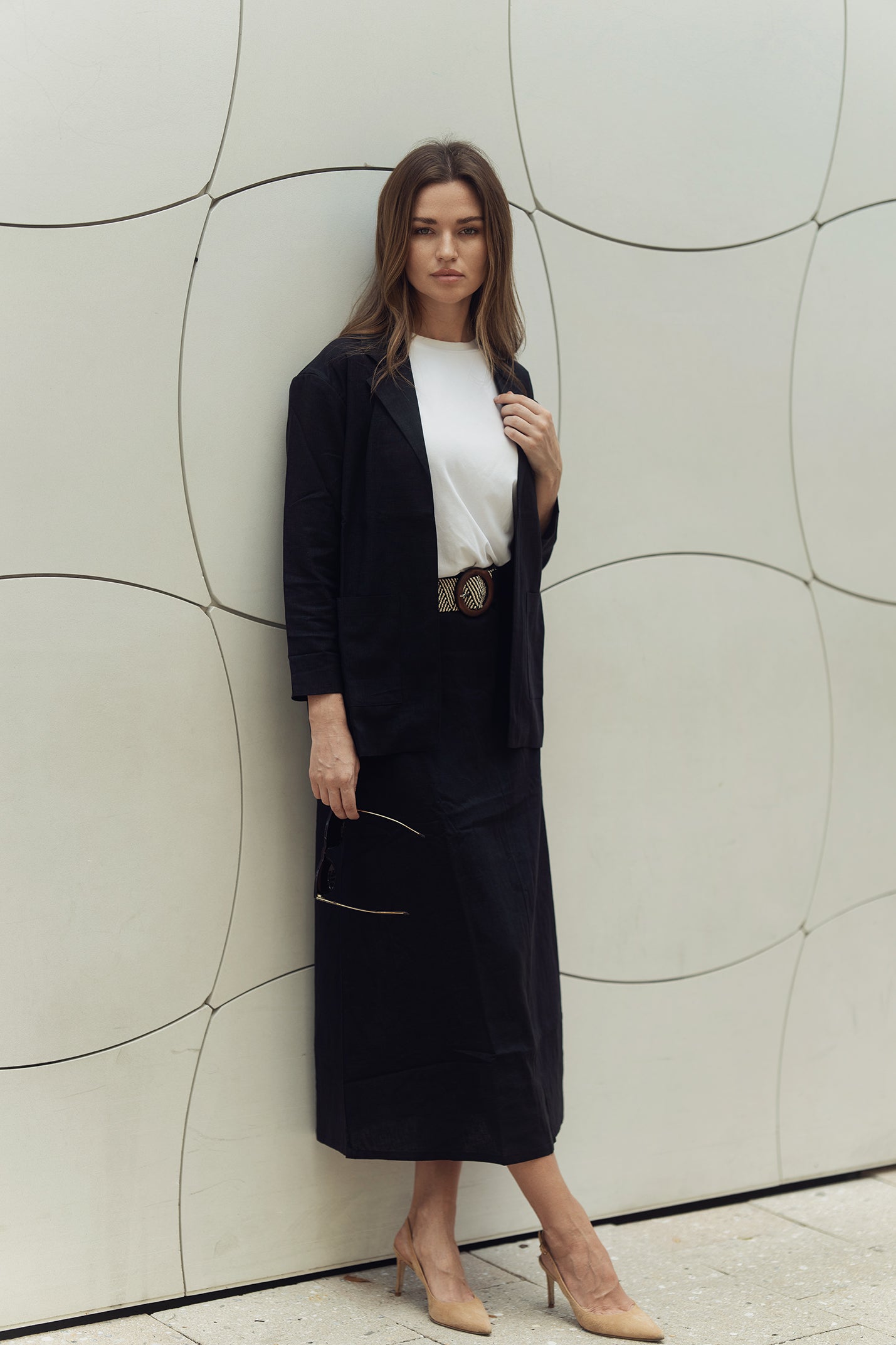 LINA BELTED SKIRT IN IVORY