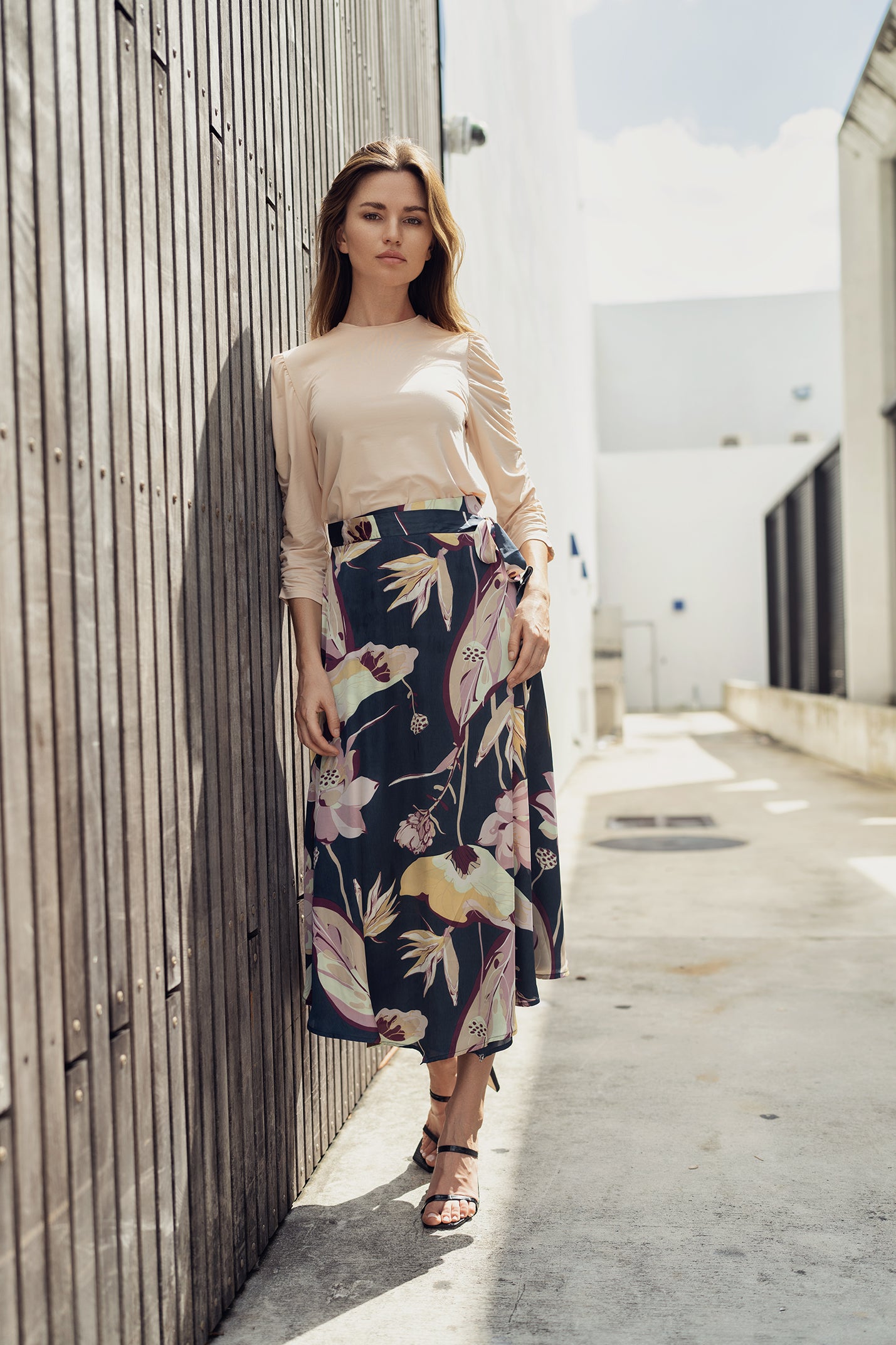 SILK WRAP SKIRT IN FLORAL PRINT