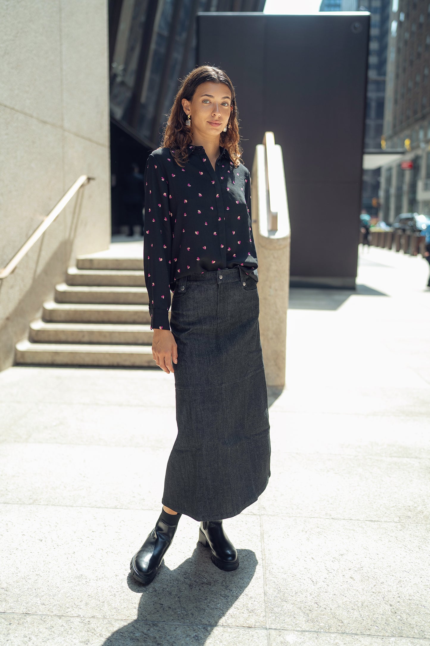 BLACK DENIM SKIRT