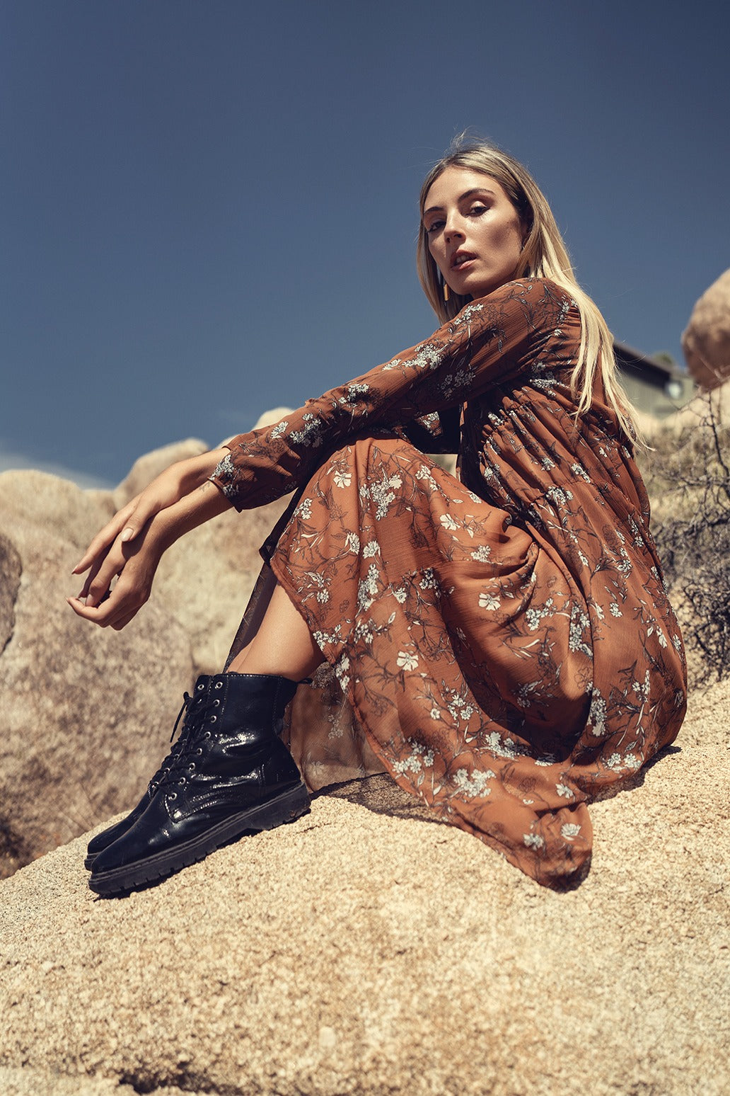 FLORAL RUST DRESS XS FLORAL RUST DRESS XS