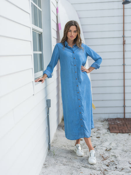 TENCEL DENIM LONG SHIRT DRESS