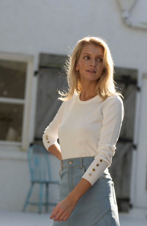 profile nyc Dressy Sweater with Buttons S Navy