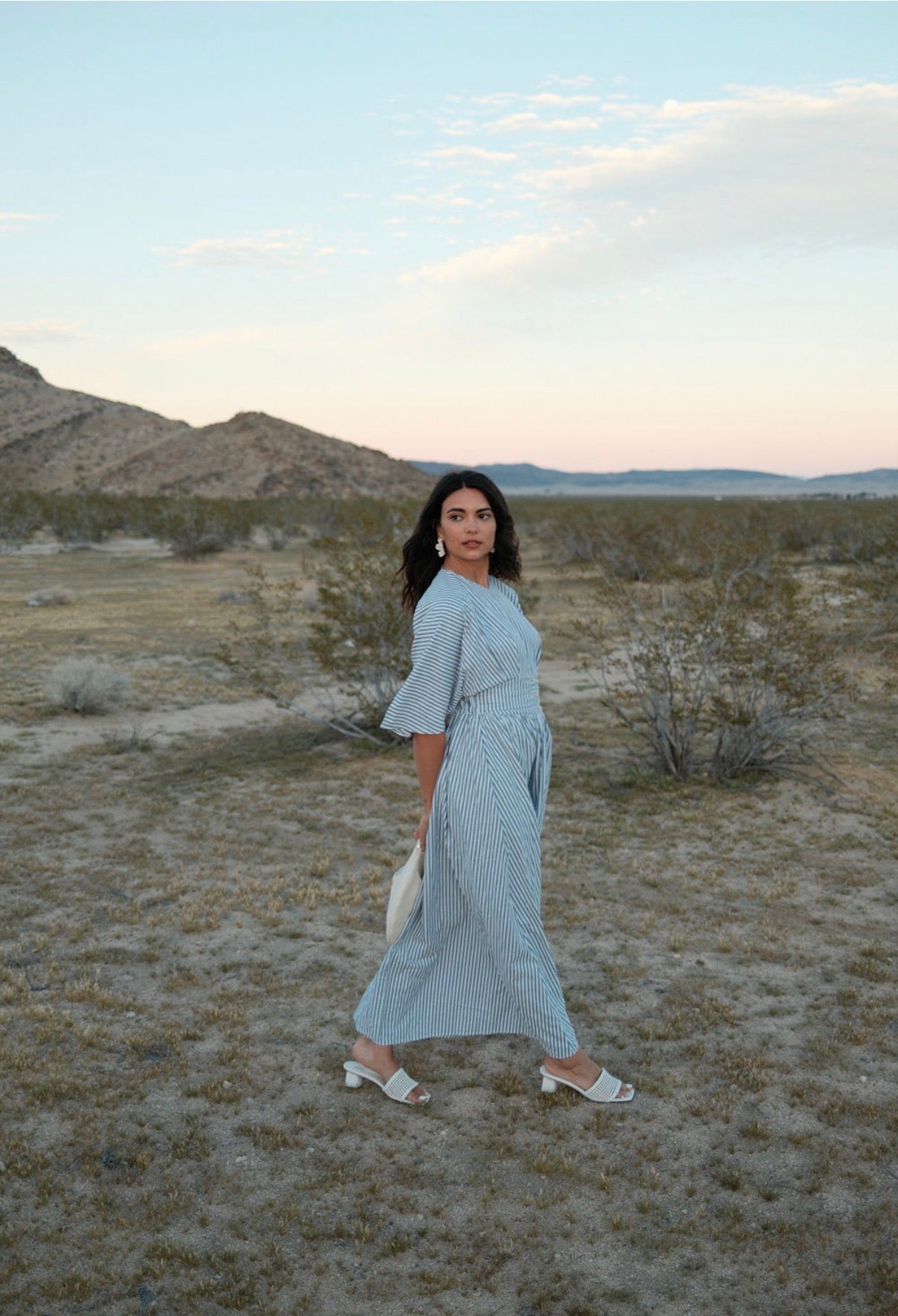 STRIPED BAT-SLEEVE DRESS