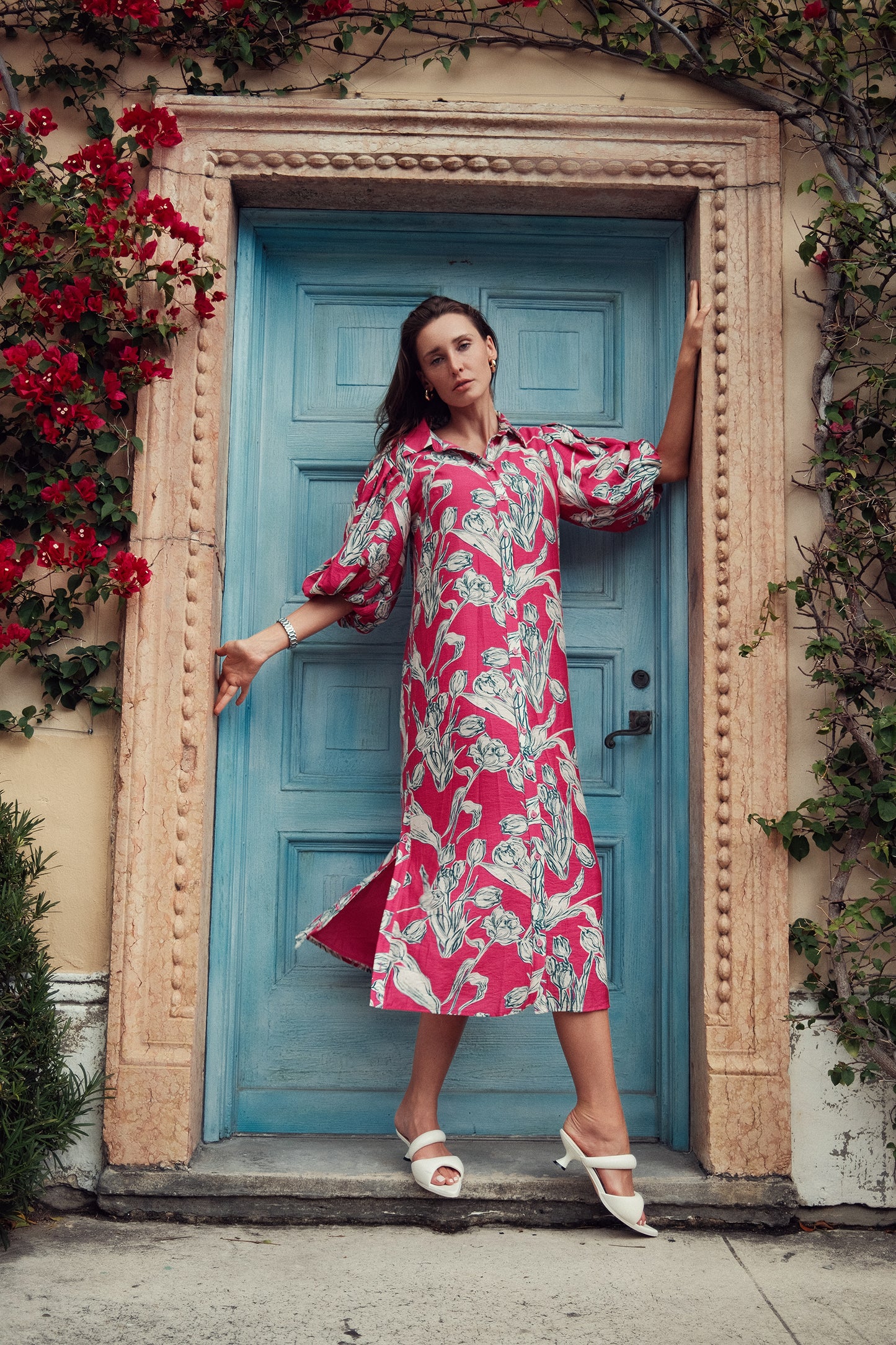 FLORAL LINEN DRESS
