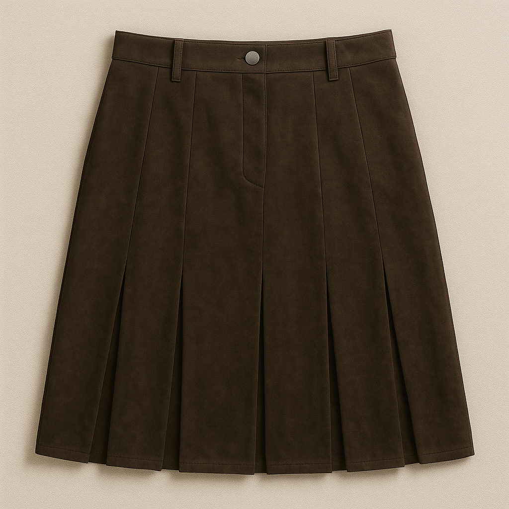 Pleated Suede Skirt