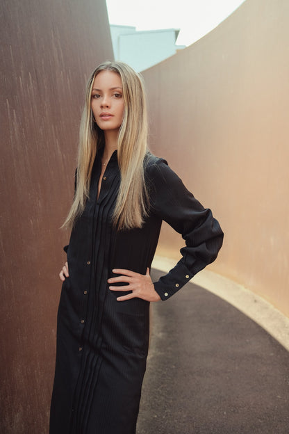 Pleated Shirt Dress