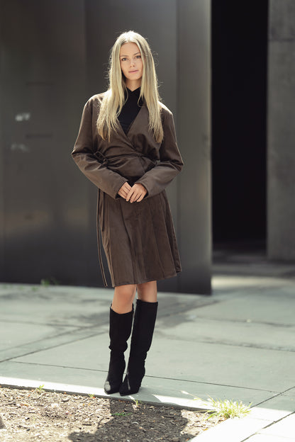 Pleated Suede Skirt