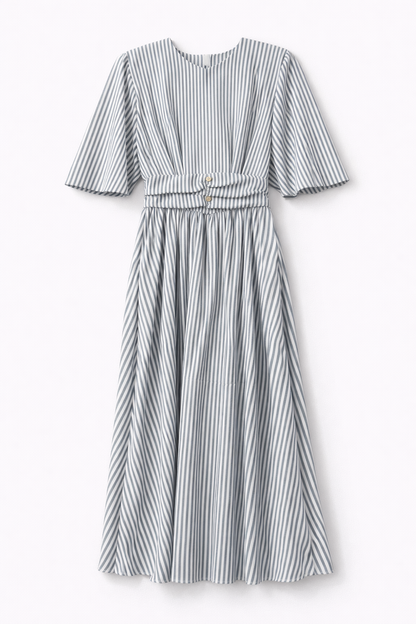 STRIPED BAT-SLEEVE DRESS