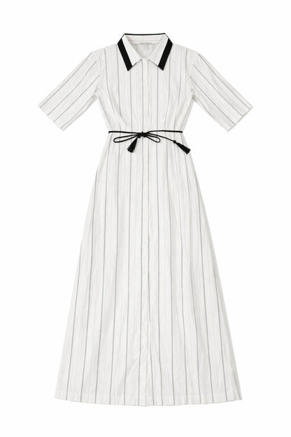 STRIPED SHIRT DRESS WITH BELT