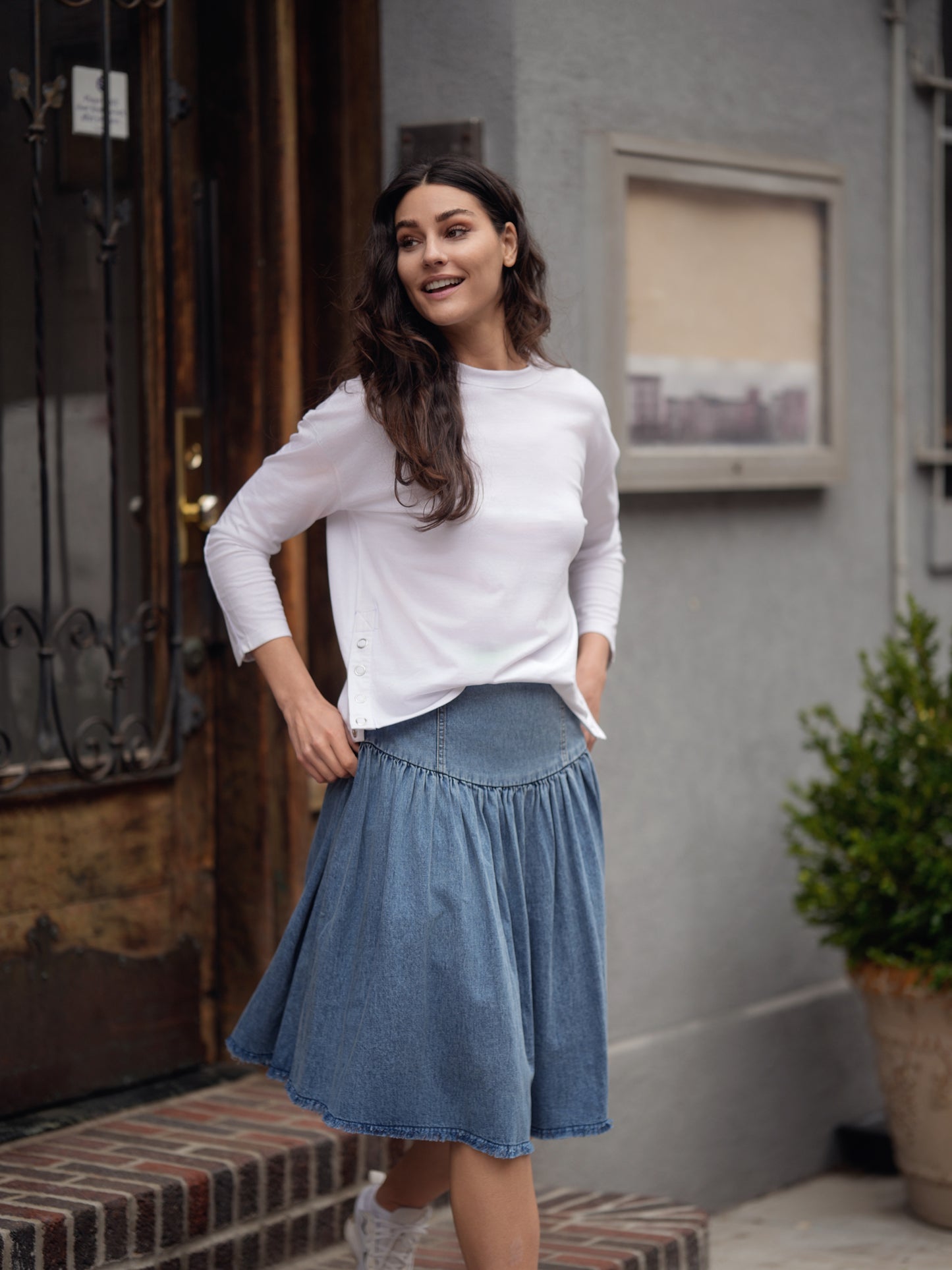 DENIM YOKE SKIRT