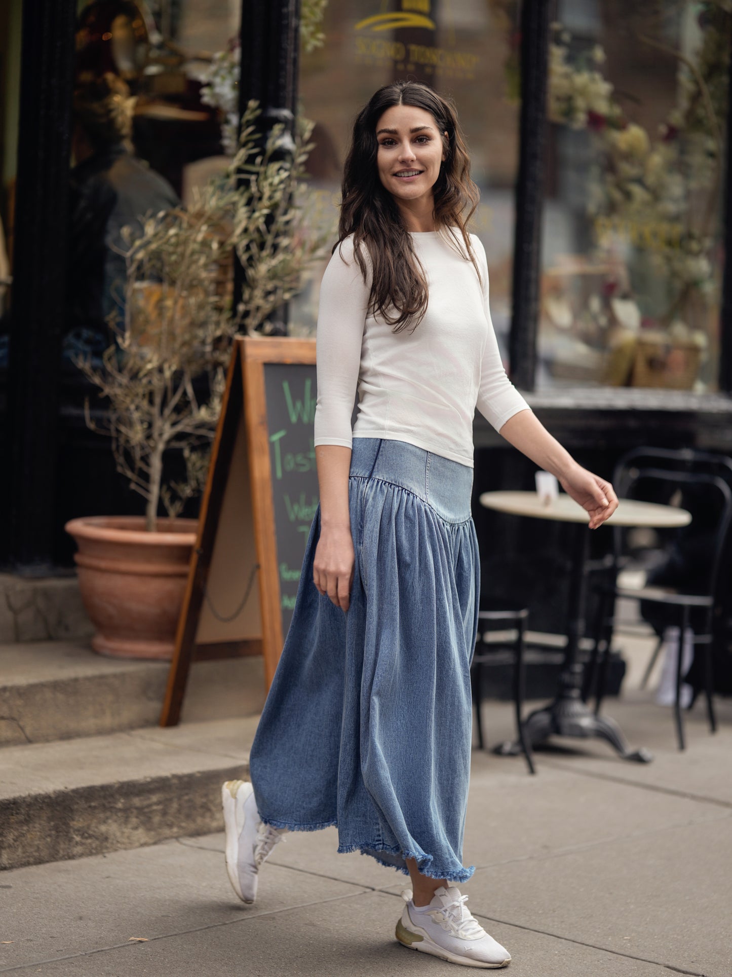 DENIM YOKE SKIRT