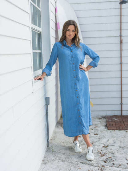TENCEL DENIM LONG SHIRT DRESS