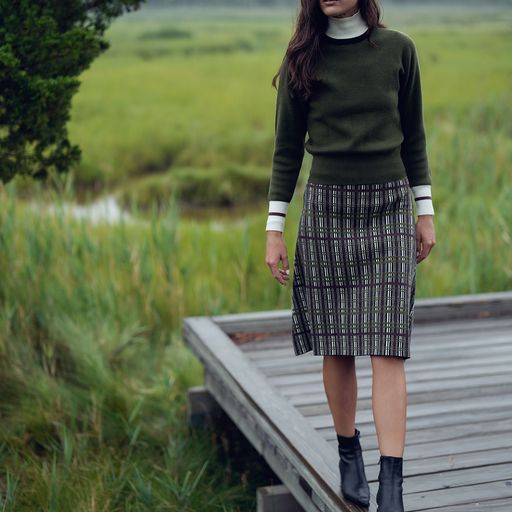 KNIT PLAID SKIRT