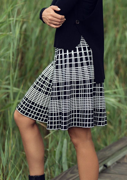 KNIT PLAID CIRCLE SKIRT (REVERSIBLE)