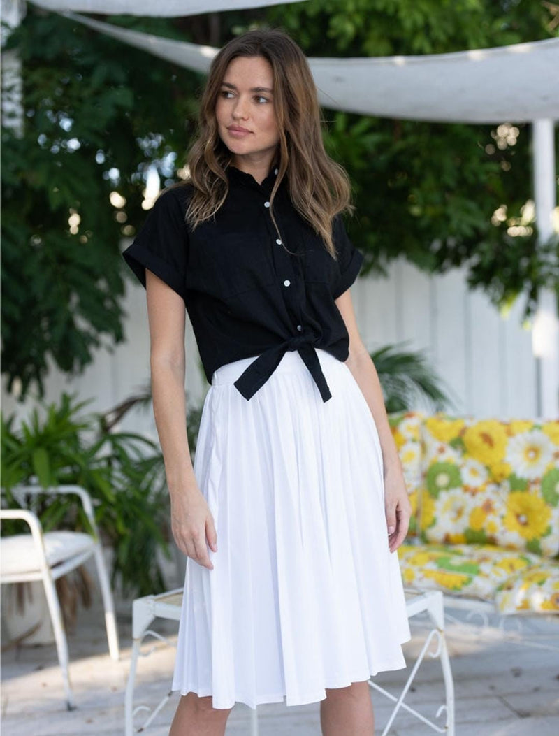 3/4 SLEEVE LINEN CROPPED  TOP