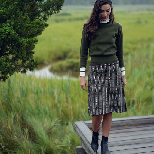 KNIT PLAID SKIRT